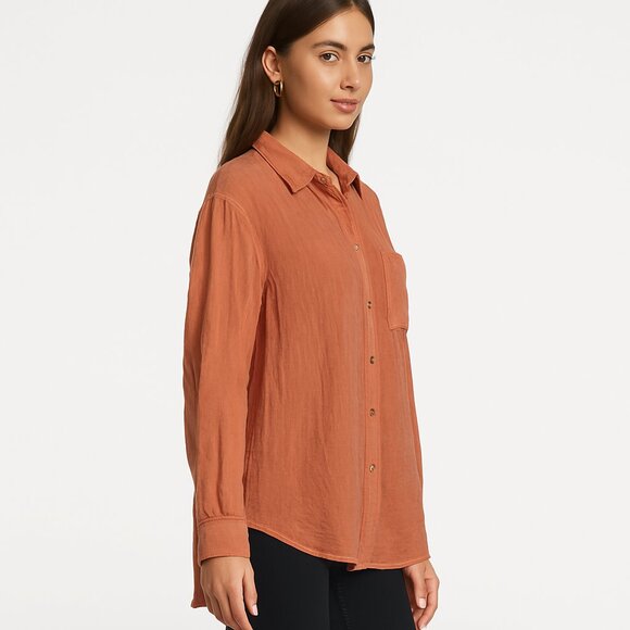 House of Harlow 1960 Crinkle Button Down Shirt Oversized Normcore Soft Girl XS - Picture 3 of 11